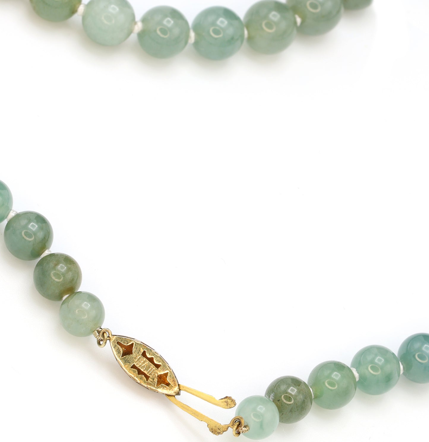 Estate Blueish Grey Jadeite Graduated Bead Necklace