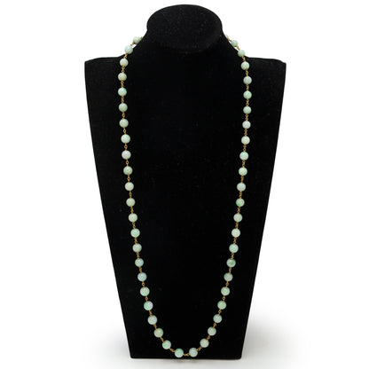 Estate Light Apple Green Jade Long Bead Necklace