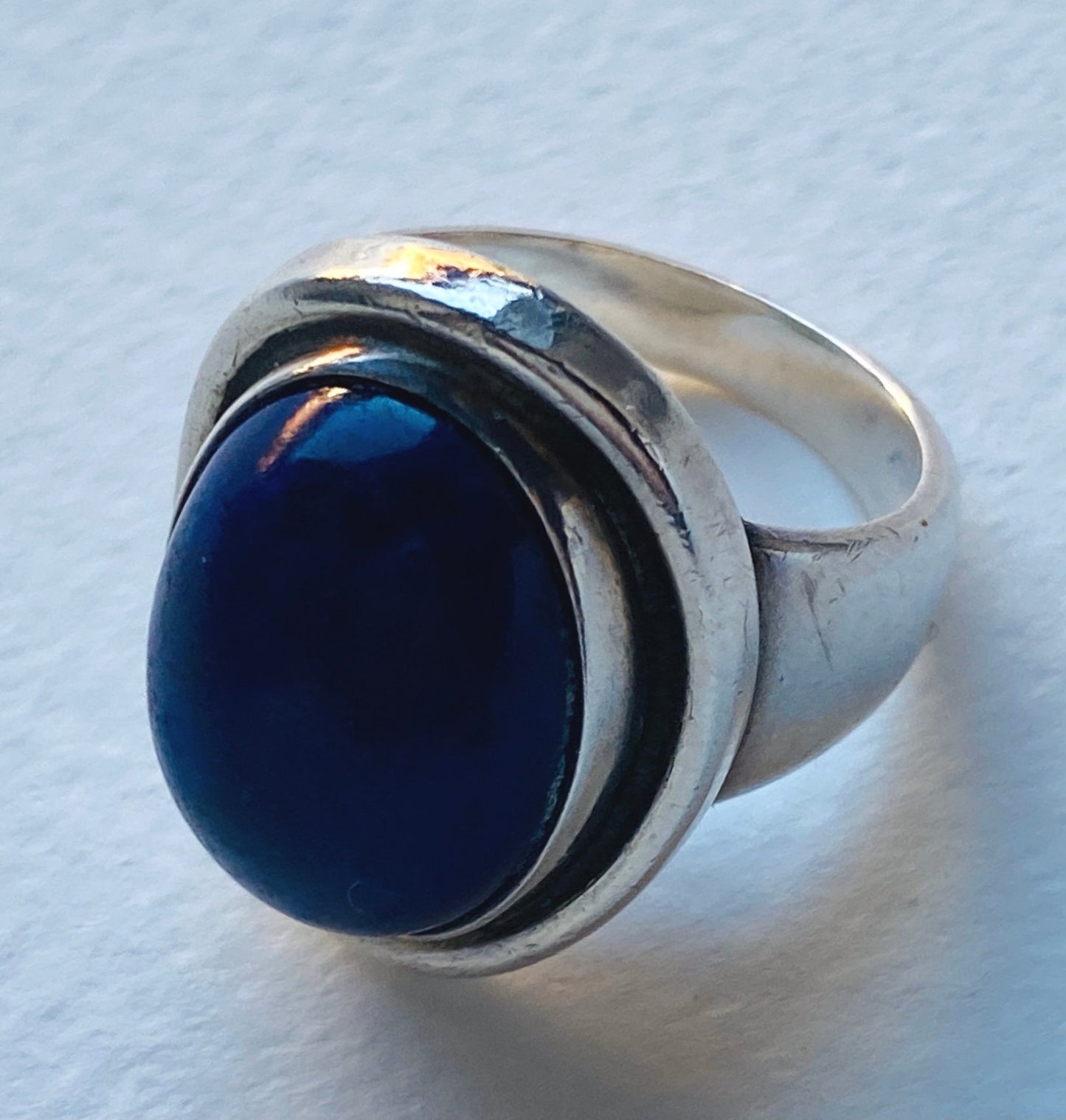 Estate Georg Jensen Sterling Silver Lapis Lazuli Ring by Harald Nielsen, Design 46A