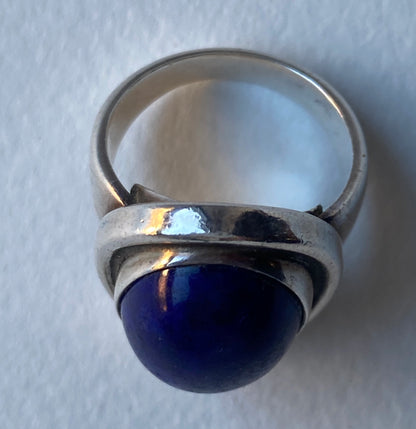 Estate Georg Jensen Sterling Silver Lapis Lazuli Ring by Harald Nielsen, Design 46A