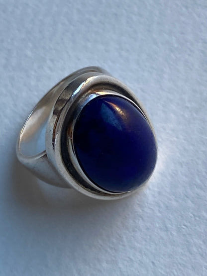 Estate Georg Jensen Sterling Silver Lapis Lazuli Ring by Harald Nielsen, Design 46A