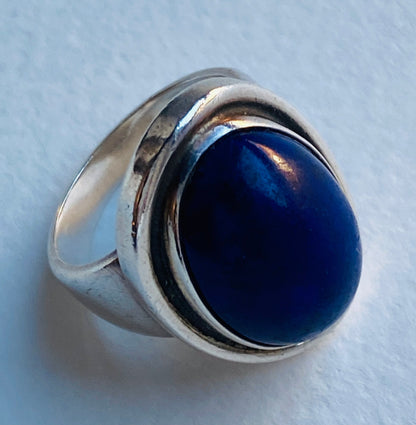 Estate Georg Jensen Sterling Silver Lapis Lazuli Ring by Harald Nielsen, Design 46A