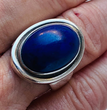 Estate Georg Jensen Sterling Silver Lapis Lazuli Ring by Harald Nielsen, Design 46A