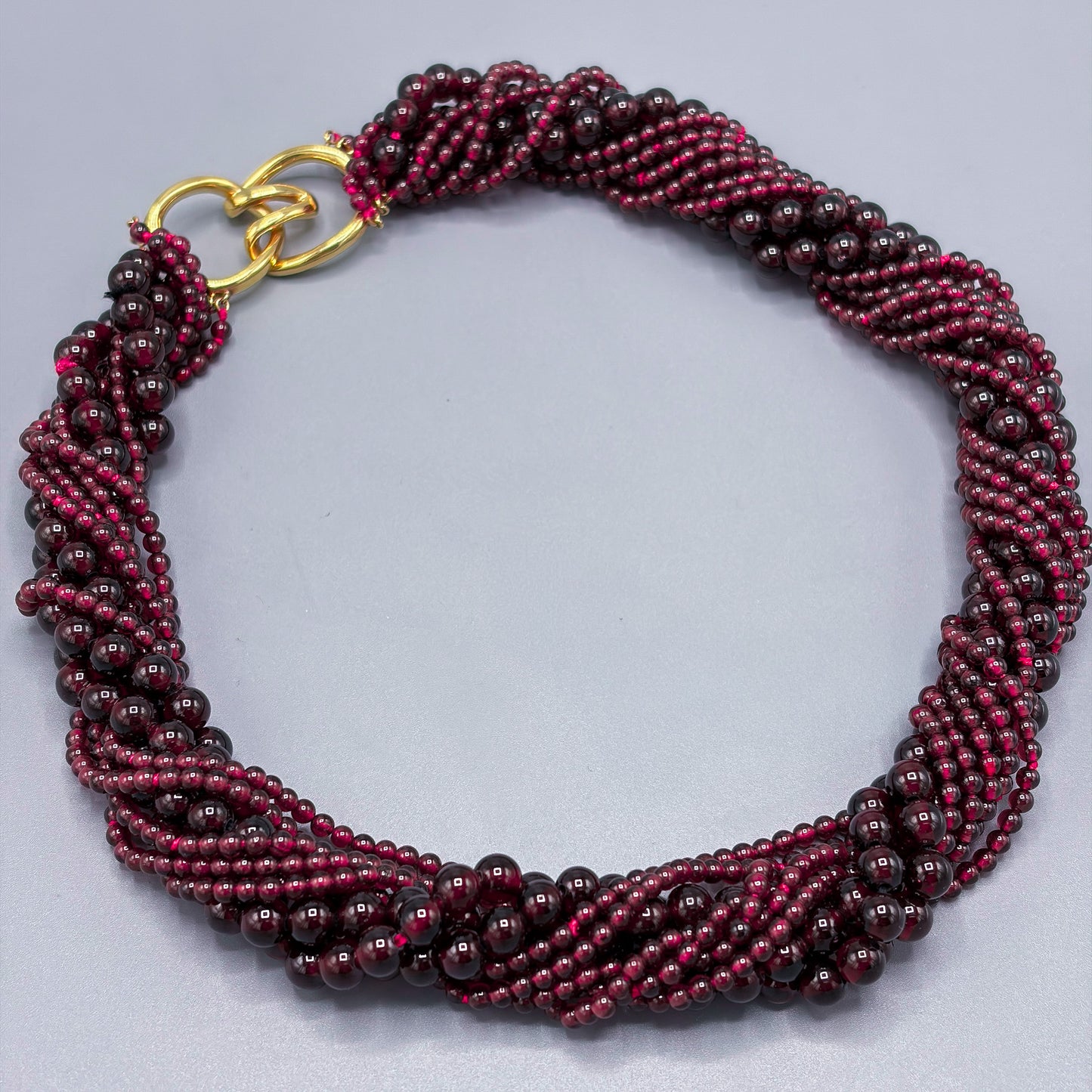Estate Tiffany & Co. Multi Strand Garnet Necklace with 18KT Gold Clasp