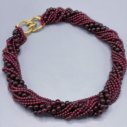 Estate Tiffany & Co. Multi Strand Garnet Necklace with 18KT Gold Clasp