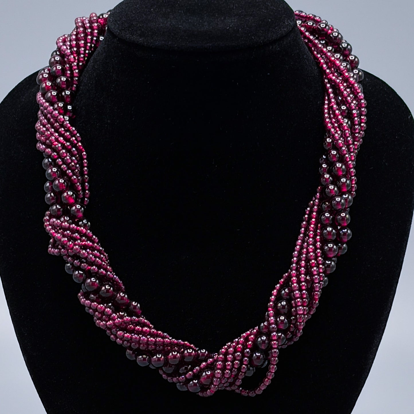 Estate Tiffany & Co. Multi Strand Garnet Necklace with 18KT Gold Clasp