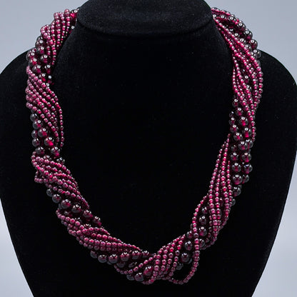 Estate Tiffany & Co. Multi Strand Garnet Necklace with 18KT Gold Clasp
