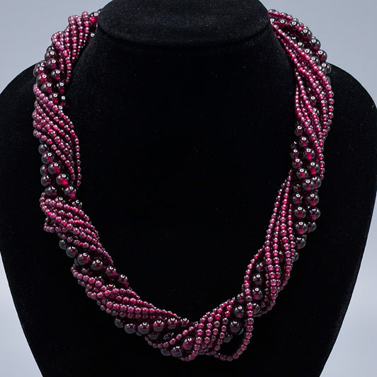 Estate Tiffany & Co. Multi Strand Garnet Necklace with 18KT Gold Clasp