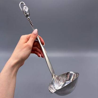 Estate Georg Jensen Sterling Silver Blossom Punch Ladle with Double Spout in Original Box No 84