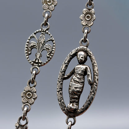 Antique Sterling Silver Decorative Link Necklace
