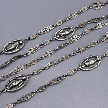 Antique Sterling Silver Decorative Link Necklace