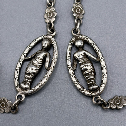 Antique Sterling Silver Decorative Link Necklace