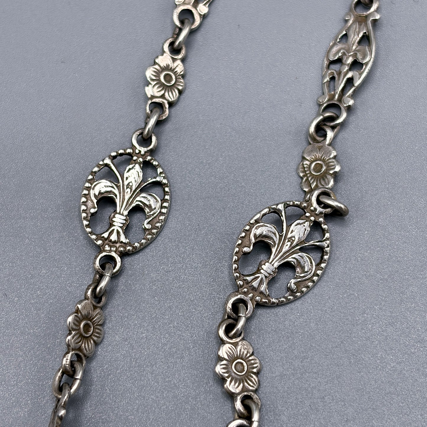 Antique Sterling Silver Decorative Link Necklace