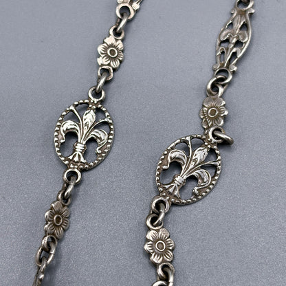 Antique Sterling Silver Decorative Link Necklace