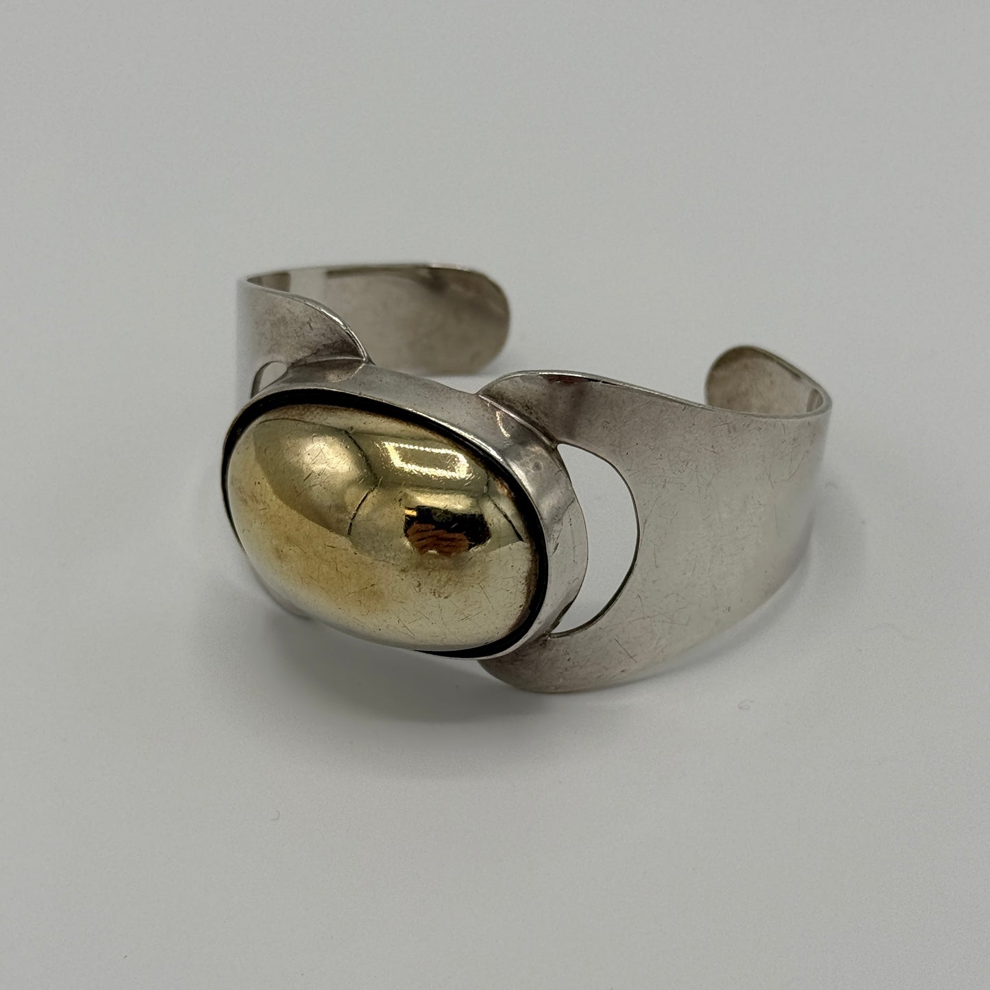Estate Sterling Silver and Vermeil Cuff
