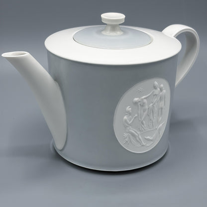 Estate KPM ARCADIA Pattern Gray & White Porcelain Teapot