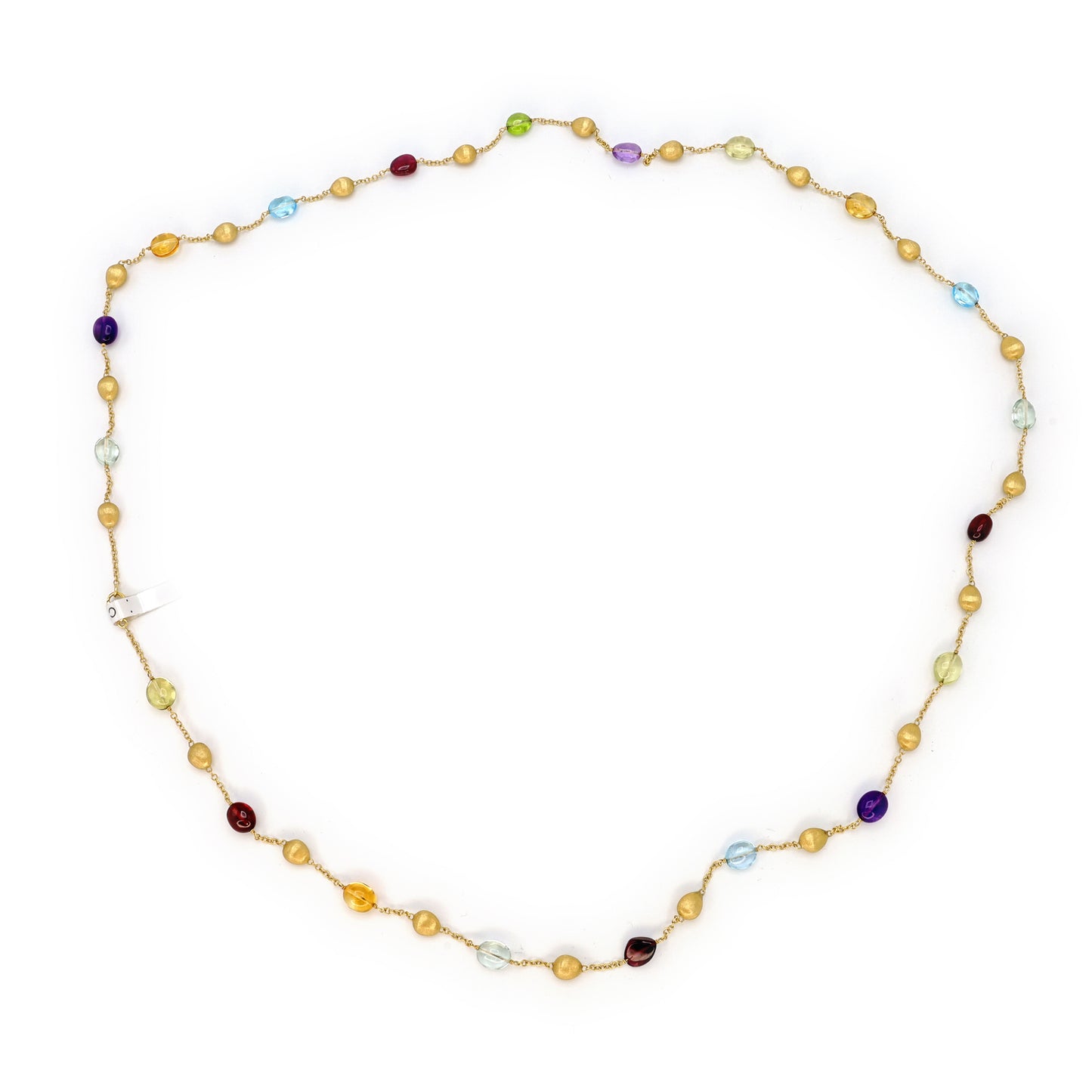 Estate Marco Bicego 18k Yellow Gold Bean and Mixed Gemstone Long Necklace