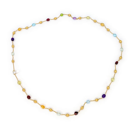Estate Marco Bicego 18k Yellow Gold Bean and Mixed Gemstone Long Necklace