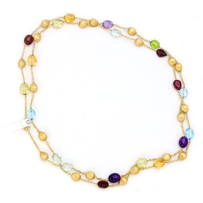 Estate Marco Bicego 18k Yellow Gold Bean and Mixed Gemstone Long Necklace