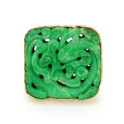 Estate Ed Weiner 18kt Gold Custom Jadeite Statement Ring
