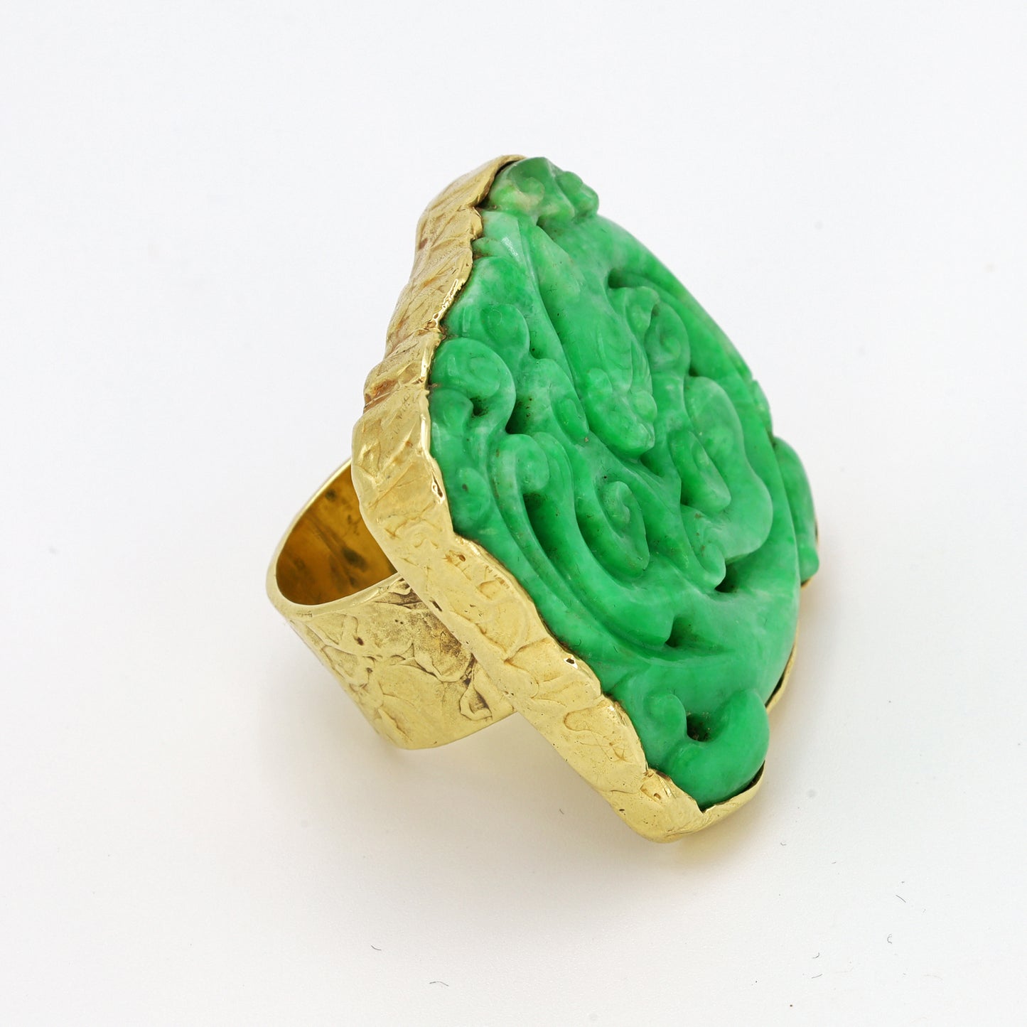 Estate Ed Weiner 18kt Gold Custom Jadeite Statement Ring