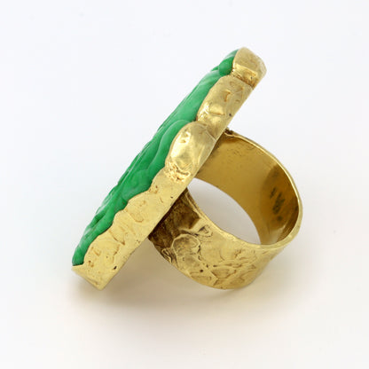 Estate Ed Weiner 18kt Gold Custom Jadeite Statement Ring