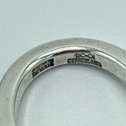 Estate Sterling Silver Modernist Ring with Amber Ball