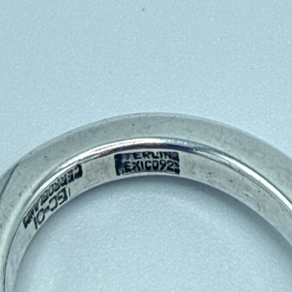 Estate Sterling Silver Modernist Ring with Amber Ball