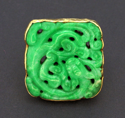 Estate Ed Weiner 18kt Gold Custom Jadeite Statement Ring