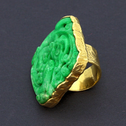 Estate Ed Weiner 18kt Gold Custom Jadeite Statement Ring