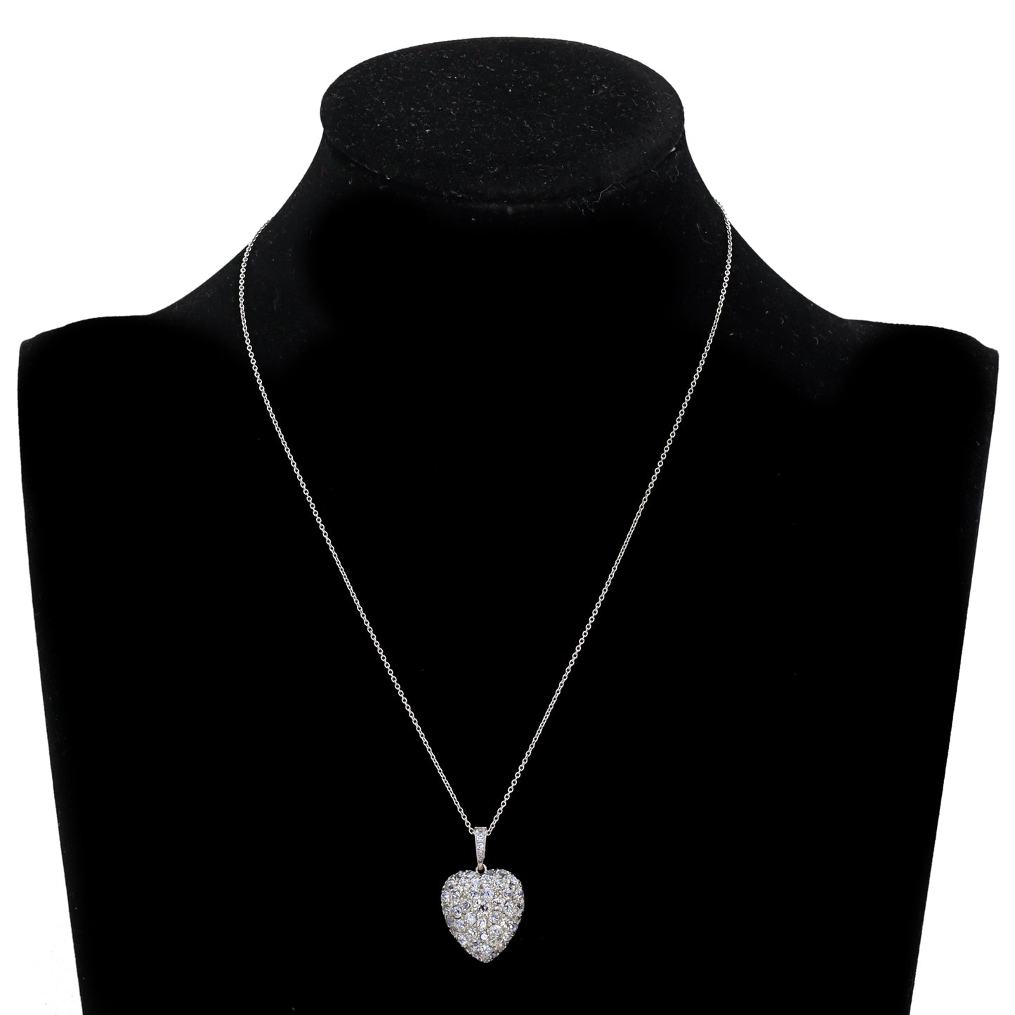 Estate Edwardian Platinum and Diamond Heart Pendant Necklace