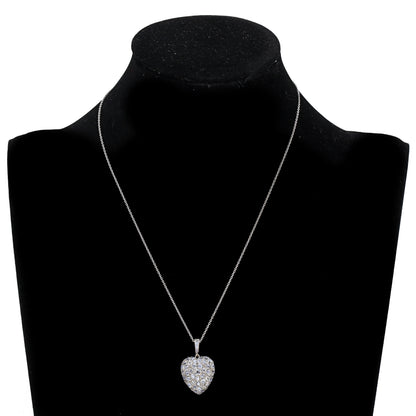 Estate Edwardian Platinum and Diamond Heart Pendant Necklace