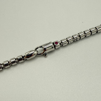 Estate 18kt White Gold Tubular Chain Necklace