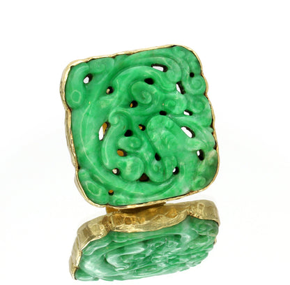 Estate Ed Weiner 18kt Gold Custom Jadeite Statement Ring