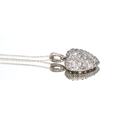 Estate Edwardian Platinum and Diamond Heart Pendant Necklace