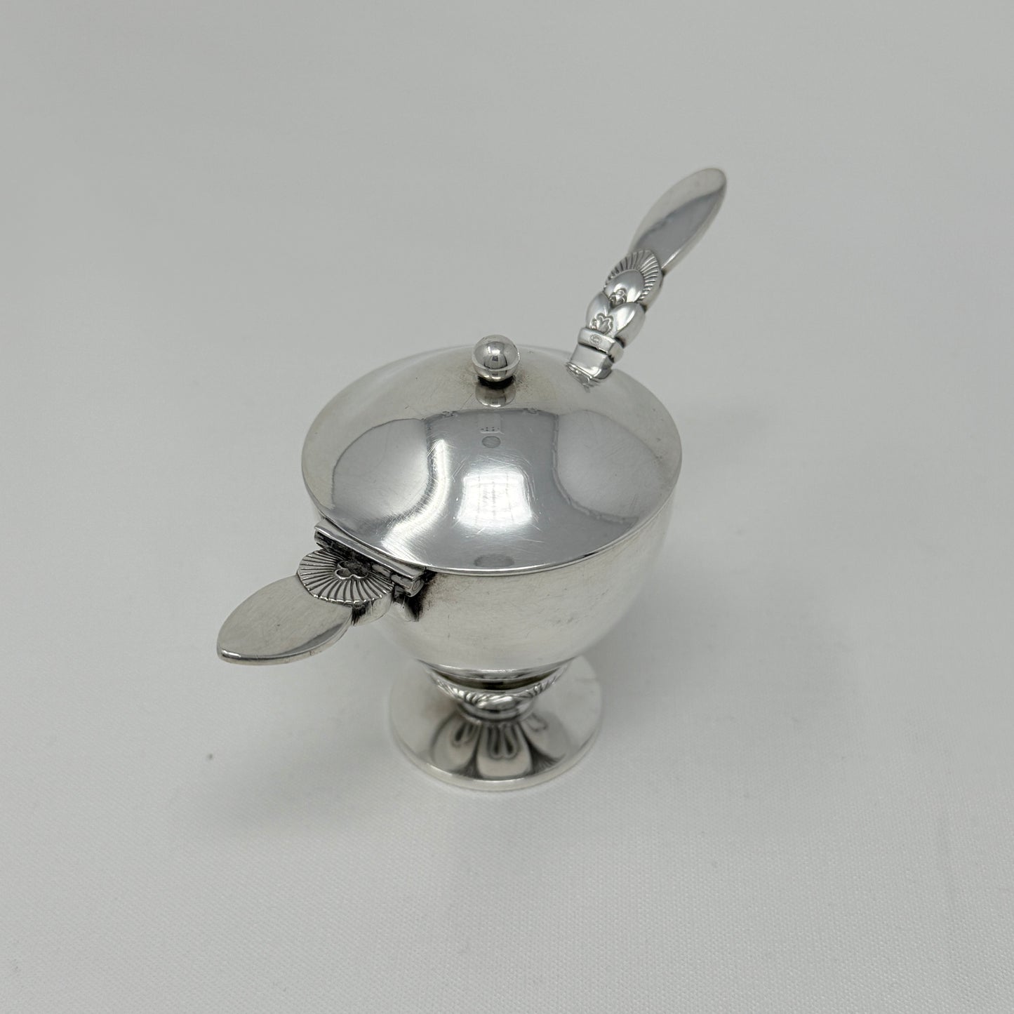 Georg Jensen Sterling Silver Mustard Pot in the "Cactus" Pattern No 629