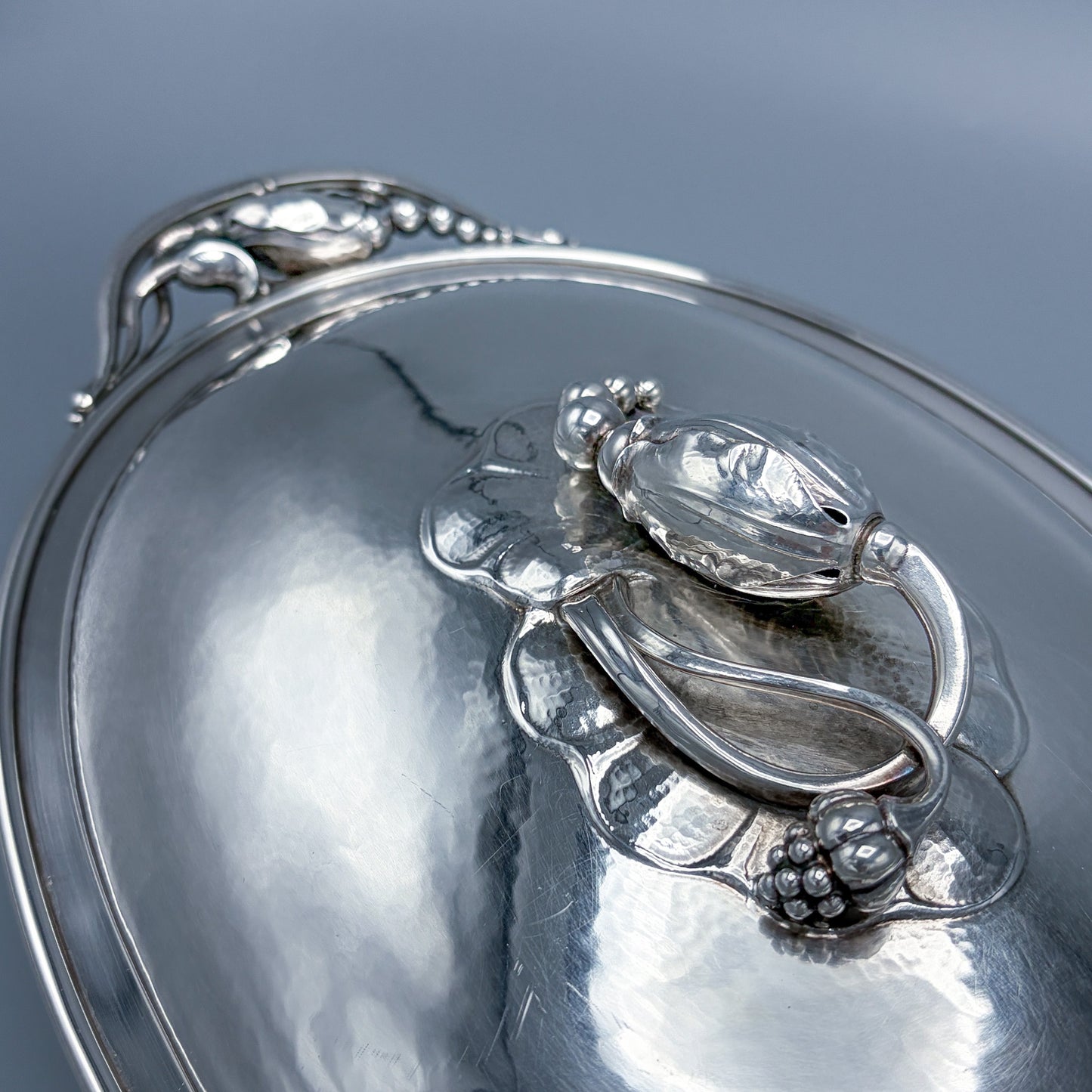 Antique Georg Jensen Sterling Silver Oval Lidded Serving Dish & Cover No 2C