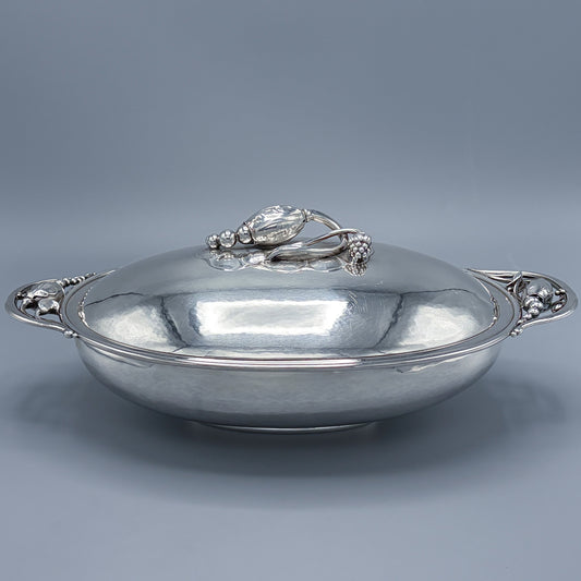 Antique Georg Jensen Sterling Silver Oval Lidded Serving Dish & Cover No 2C