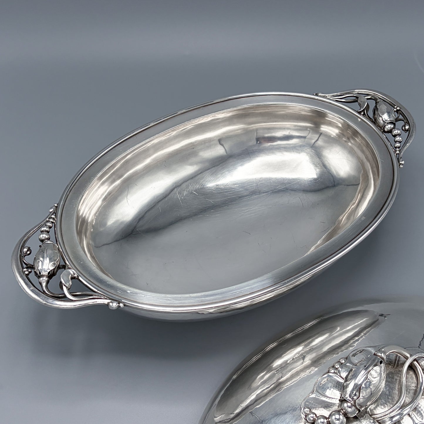 Antique Georg Jensen Sterling Silver Oval Lidded Serving Dish & Cover No 2C