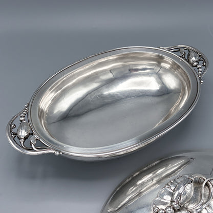 Antique Georg Jensen Sterling Silver Oval Lidded Serving Dish & Cover No 2C