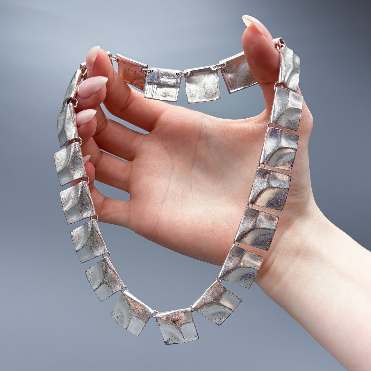 Estate Sterling Silver Lapponia "Galactic Peaks" Necklace Designed by Björn Weckström