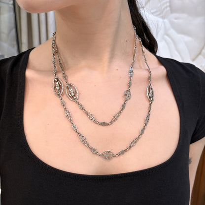Antique Sterling Silver Decorative Link Necklace