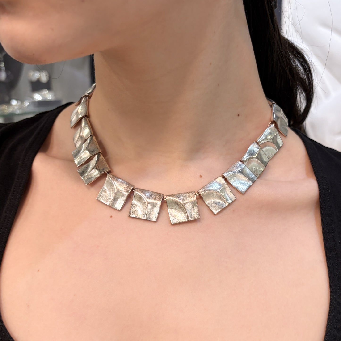 Estate Sterling Silver Lapponia "Galactic Peaks" Necklace Designed by Björn Weckström