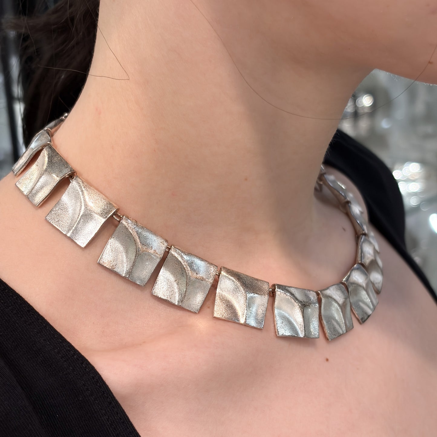 Estate Sterling Silver Lapponia "Galactic Peaks" Necklace Designed by Björn Weckström