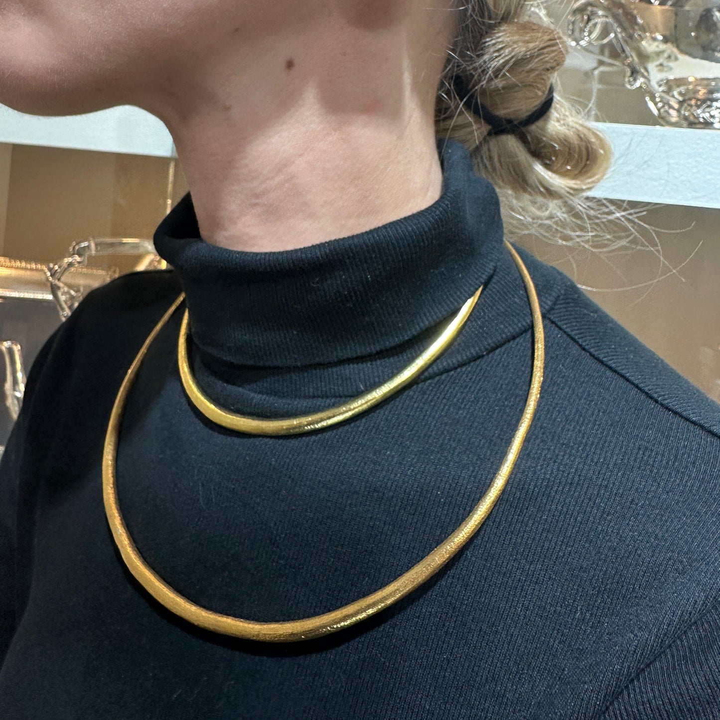 Estate Sterling Silver w/ 24KT Gold Vermeil Small Torque Neck Ring by John Iversen