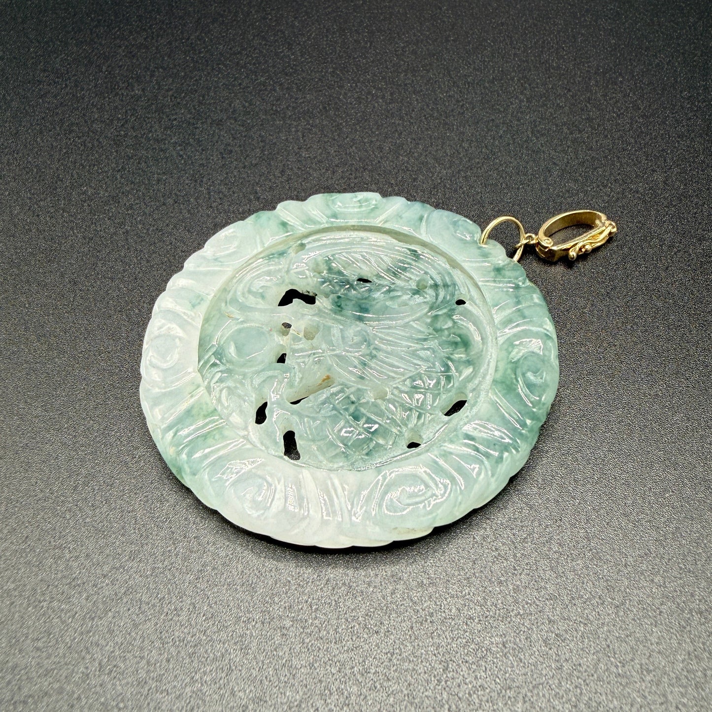 Estate Jadeite Celadon Medallion Pendant