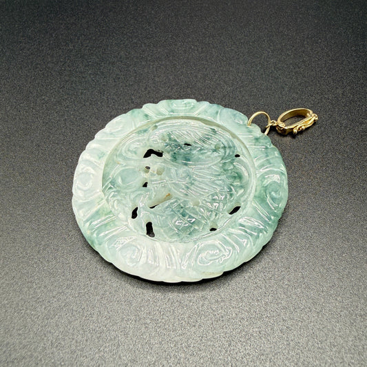 Estate Jadeite Celadon Medallion Pendant