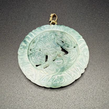 Estate Jadeite Celadon Medallion Pendant