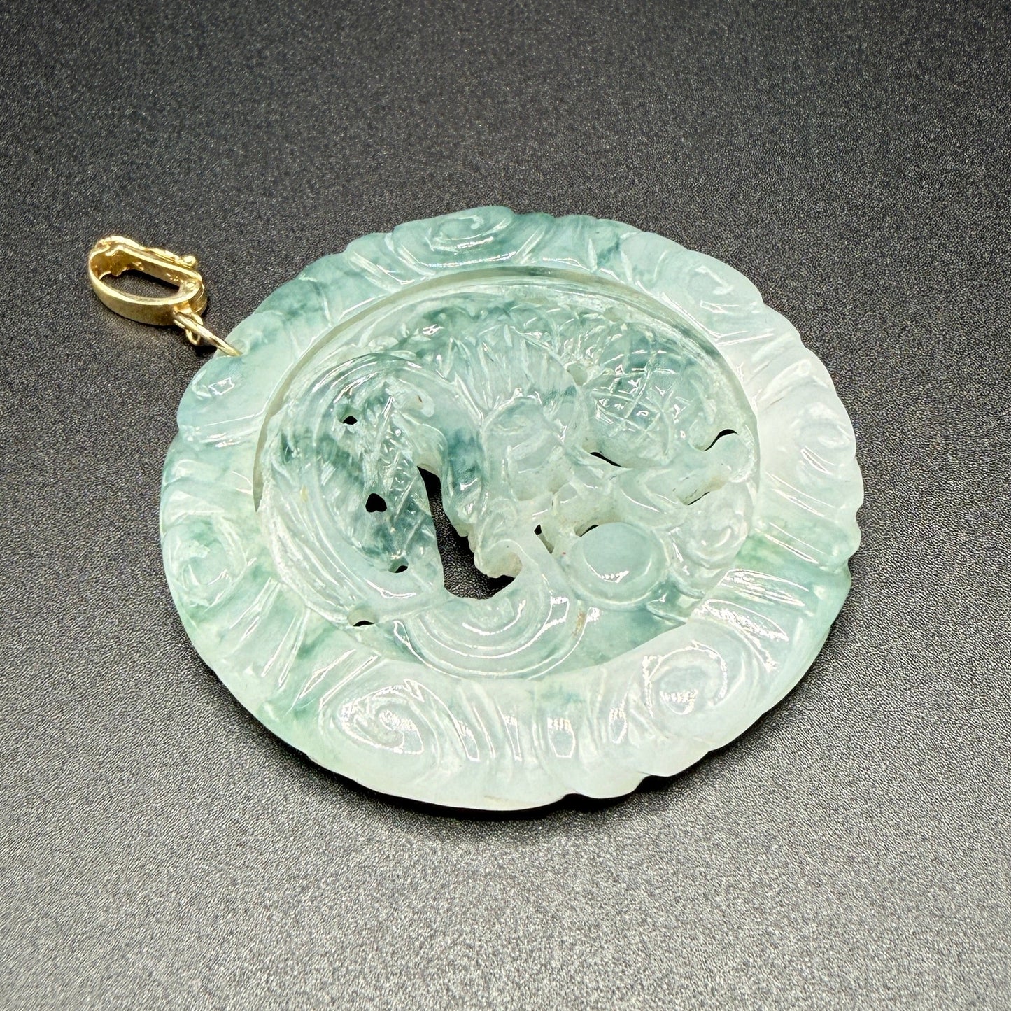 Estate Jadeite Celadon Medallion Pendant