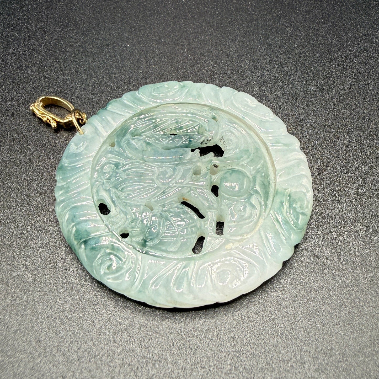 Estate Jadeite Celadon Medallion Pendant